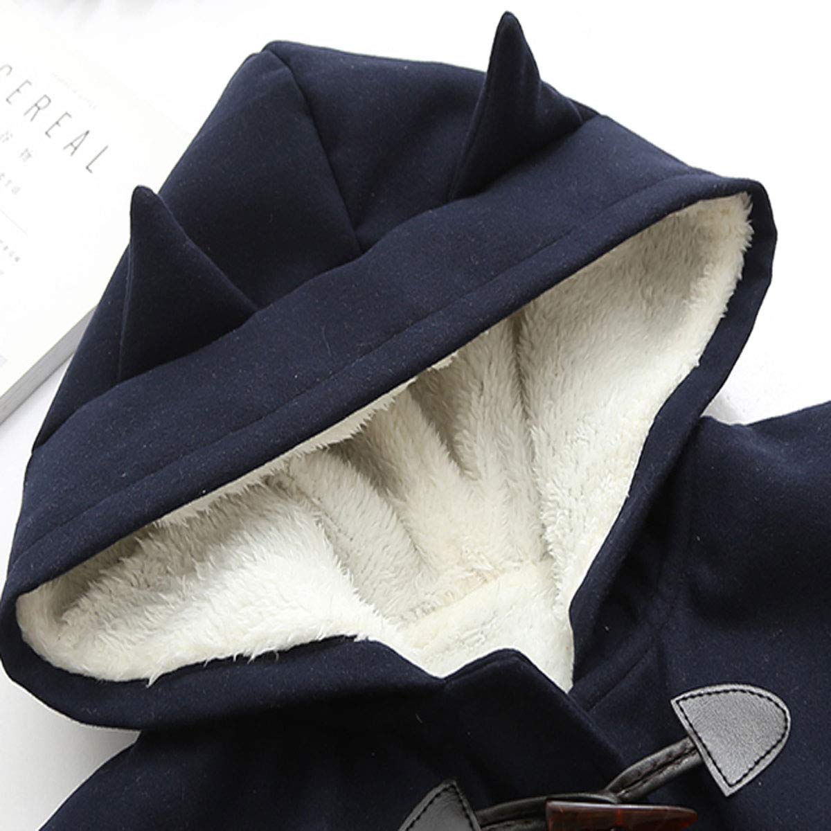 Woman's Winter Coats With Cap Kitty Print Pocket Thick Warm Fluffy Hooded Jacket